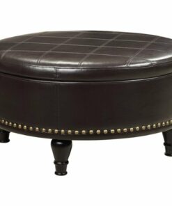 OSP Home Furnishings - Augusta Mid-Century Bonded Leather Ottoman With Inner Storage - Espresso