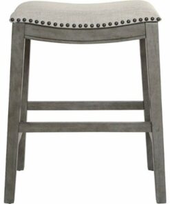 OSP Home Furnishings - Contemporary Wood Saddle Stool (Set of 2) - Gray