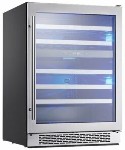Zephyr - Presrv 24 in. 45-Bottle Dual Zone Under Counter Wine Cooler - Stainless Steel/Glass