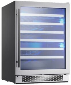 Zephyr - Presrv 24 in. 53-Bottle Wine Cooler with Single Temperature Zone and 39 dBA - Stainless Steel/Glass