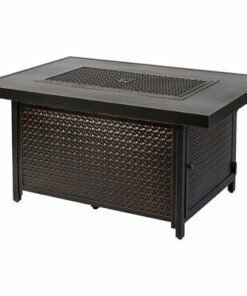 Fire Sense - Weyland Rectangular Aluminum LPG Fire Pit - Antique Bronze