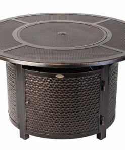 Fire Sense - Walkers Round Hammered Aluminum LPG Fire Pit - Antique Bronze