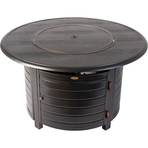 Fire Sense - Thatcher Round Aluminum LPG Fire Pit - Antique Bronze