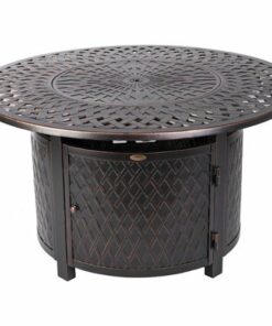 Fire Sense - Verona Round Aluminum LPG Fire Pit - Antique Bronze