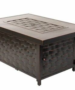 Fire Sense - Armstrong Rectangular Aluminum LPG Fire Pit - Antique Bronze