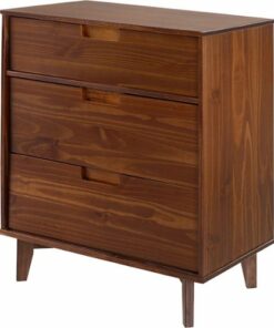Walker Edison - Mid Century 3-Drawer Dresser - Walnut