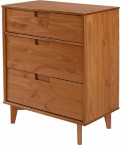 Walker Edison - Mid Century 3-Drawer Dresser - Caramel