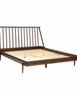 Walker Edison - Boho Solid Wood Queen Spindle Bed Frame - Walnut