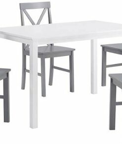 Walker Edison - Farmhouse Rectangular 5-Piece Dining Set - White/Gray
