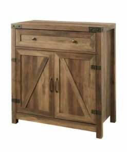 Walker Edison - Farmhouse Barn Door Accent Cabinet - Rustic Oak