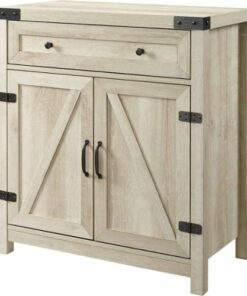 Walker Edison - Farmhouse Barn Door Accent Cabinet - White Oak