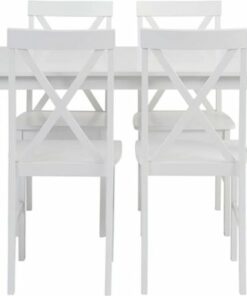 Walker Edison - Farmhouse Rectangular 5-Piece Dining Set - White