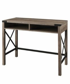 Walker Edison - 42" Modern Farmhouse Wood X-Frame Cubby Computer Desk - Grey Wash