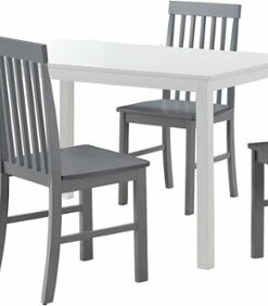 Walker Edison - Modern Rectangular 5-Piece Wood Kitchen Dining Set - White/Gray