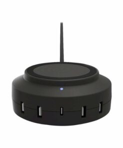ChargeHub - X5 USB Charger with Wireless Charging Pad - Black