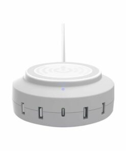 ChargeHub - X5 USB Charger with Wireless Charging Pad - White