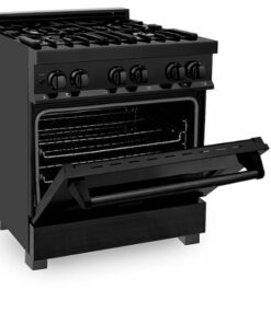ZLINE - Dual Fuel Range with Gas Stove and Electric Oven in Black Stainless Steel - Black Stainless Steel