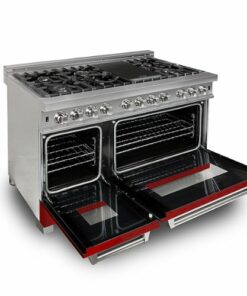 ZLINE - 6.0 cu. ft. Dual Fuel Range with Gas Stove and Electric Oven in Fingerprint Resistant Stainless Steel and Red Matte Door - Matte Red