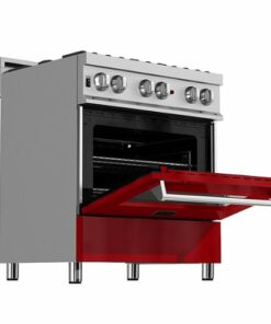 ZLINE - 4.0 cu. ft. Dual Fuel Range with Gas Stove and Electric Oven in Fingerprint Resistant Stainless Steel and Red Gloss Door - Gloss Red
