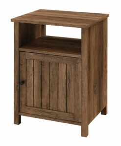 Walker Edison - Farmhouse Groove Door Side Table Cabinet - Rustic Oak