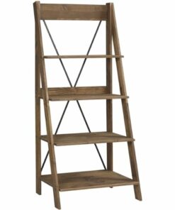 Walker Edison - Ladder Solid Pine Wood 4-Shelf Bookcase - Brown