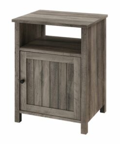 Walker Edison - Farmhouse Groove Door Side Table Cabinet - Gray Wash