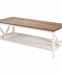Walker Edison - Rectangular Farmhouse Solid Pine Wood Coffee Table - White Wash/Rustic Oak