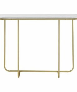 Walker Edison - Rectangular With Rounded Side Modern High-Grade MDF Entryway Table - White Marble