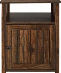 Walker Edison - 18" Grooved Door Side Table - Dark Walnut