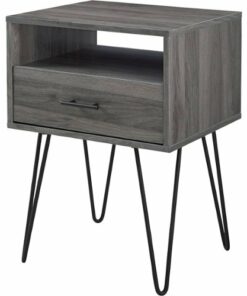 Walker Edison - Rectangular Mid-Century Modern High-Grade MDF 1-Drawer Side Table - Slate Gray