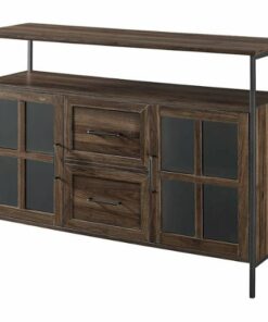 Walker Edison - Industrial High-Grade MDF 3-Door Buffet - Dark Walnut