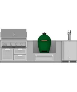 Hestan - GE Series 12' Outdoor Living Suite with Egg-Shaped Smoker/Grill and Beer Dispenser - Stainless Steel