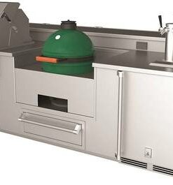 Hestan - GE Series 12' Outdoor Living Suite with Egg-Shaped Smoker/Grill, Bar and Beer Dispenser (Custom Countertop) - Silver