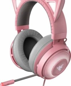 Razer - Kraken Kitty Wired THX Spatial Audio Gaming Headset for PC with Chroma RGB Lighting - Quartz Pink