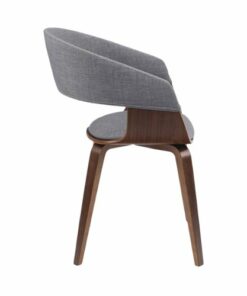Simpli Home - Lowell Mid Century Modern Bentwood Dining Chair in Light Grey Linen Look Fabric - Light Gray