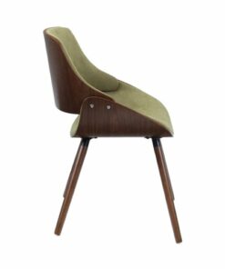 Simpli Home - Malden Mid-Century Modern Woven Fabric, Walnut Wood Veneer & High-Density Foam Dining Chair - Acid Green