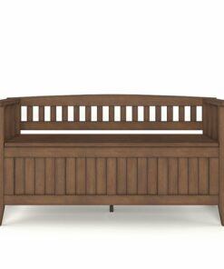 Simpli Home - Acadian SOLID WOOD 48 inch Wide Transitional Entryway Storage Bench in - Rustic Natural Aged Brown