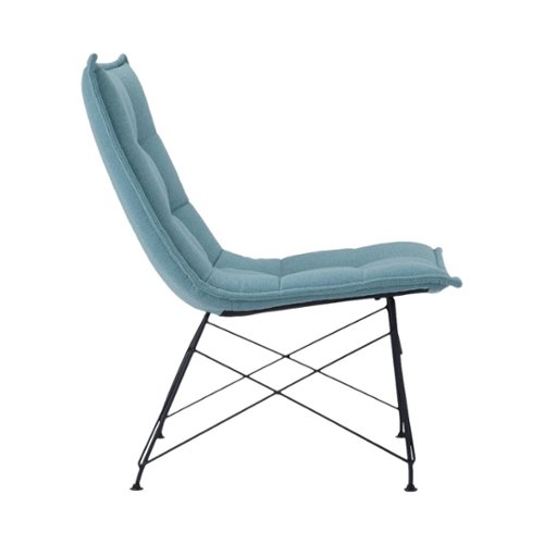 Simpli Home - Elsie Contemporary Metal, Woven Fabric & Plywood Accent Chair - Aqua