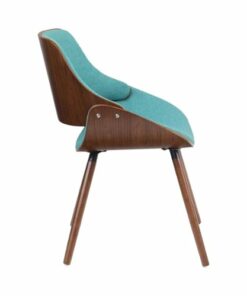 Simpli Home - Malden Mid-Century Modern Woven Fabric, Walnut Wood Veneer & High-Density Foam Dining Chair - Blue Turquoise