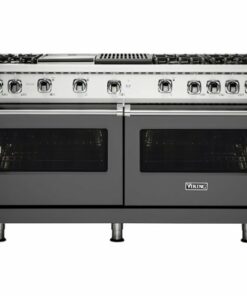 Viking - Professional 5 Series 8 Cu. Ft.  Freestanding Double Oven LP Gas Convection Range - Damascus Gray