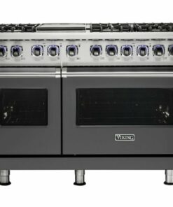 Viking - Professional 7 Series 6.1 Cu. Ft. Freestanding Double Oven LP Gas Convection Range - Damascus Gray 0