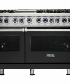 Viking - Professional 7 Series 6.1 Cu. Ft. Freestanding Double Oven LP Gas Convection Range - Cast Black 1