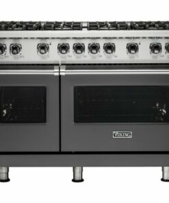 Viking - Professional 5 Series 6.1 Cu. Ft.  Freestanding Double Oven LP Gas Convection Range - Damascus Gray 1