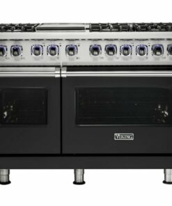 Viking - Professional 7 Series Freestanding Double Oven Dual Fuel Convection Range with Self-Cleaning - Cast black 0