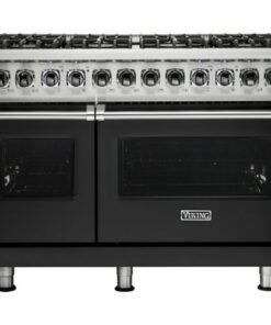 Viking - Professional 5 Series Freestanding Double Oven Dual Fuel LP Gas True Convection Range with Self-Cleaning - Cast black