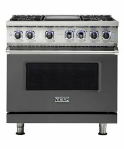 Viking - Professional 7 Series 5.6 Cu. Ft. Freestanding Dual Fuel True Convection Range with Self-Cleaning - Damascus gray 0