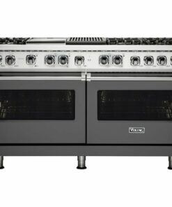 Viking - Professional 5 Series Freestanding Double Oven Dual Fuel True Convection Range with Self-Cleaning - Damascus gray 0