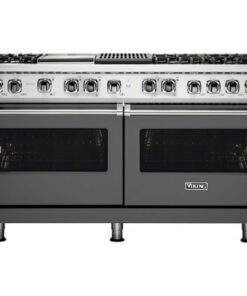 Viking - Professional 5 Series Freestanding Double Oven Dual Fuel LP Gas True Convection Range with Self-Cleaning - Damascus gray 0