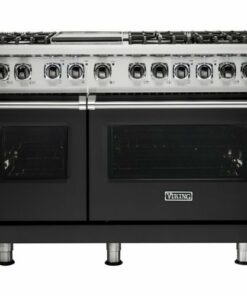 Viking - Professional 5 Series Freestanding Double Oven Dual Fuel True Convection Range with Self-Cleaning - Cast black 0