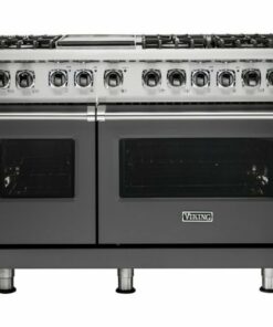 Viking - Professional 5 Series Freestanding Double Oven Dual Fuel LP Gas True Convection Range with Self-Cleaning - Damascus gray 1